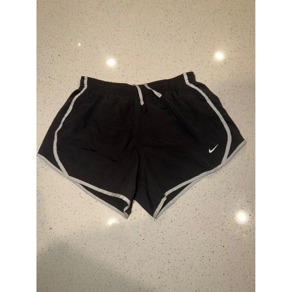 Nike Dri-FIT Tempo Running Shorts Womens Large Black White Trim Athletic Gym